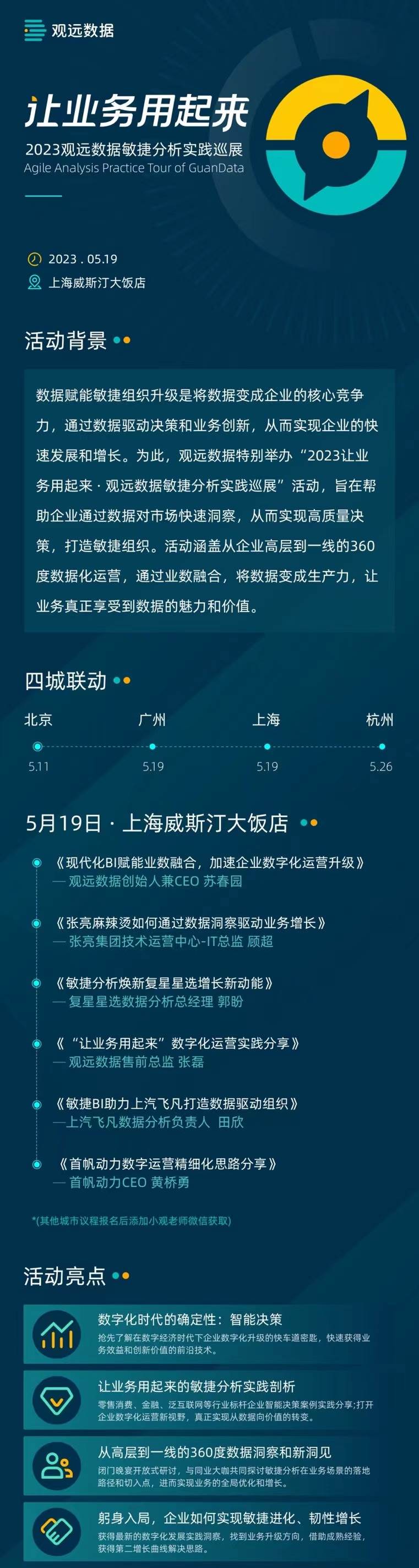 「让业务用起来」2023观远数据敏捷分析实践巡展·上海站即将开幕！